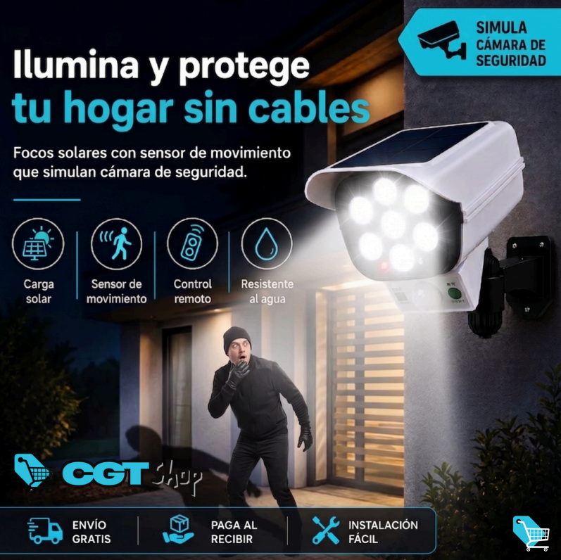 🎥 Foco Solar ☀️ Tipo Camara De Seguridad 👮🏻‍♂️